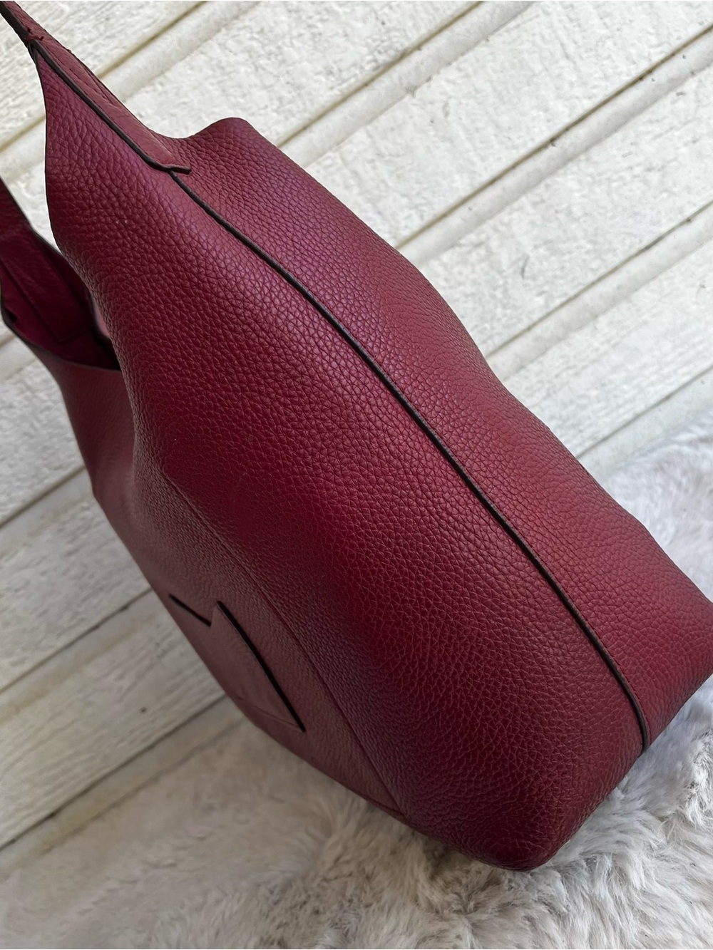 MICHAEL KORS Red Leather Cece Hobo Slouchy Shoulder Bag Tote Mercer Raven - Picture 6 of 11